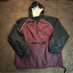 Vintage Port & Company burgandy/black/white nylon Jacket Good condition LARGE